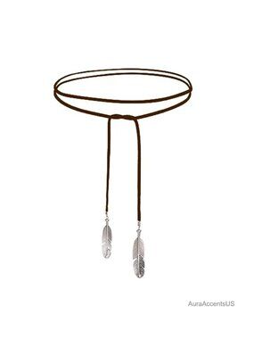 Boho Feathered Suede Wrap Choker Necklace Lariat